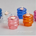 Candeladores de azul de vidrio de color transparente personalizado